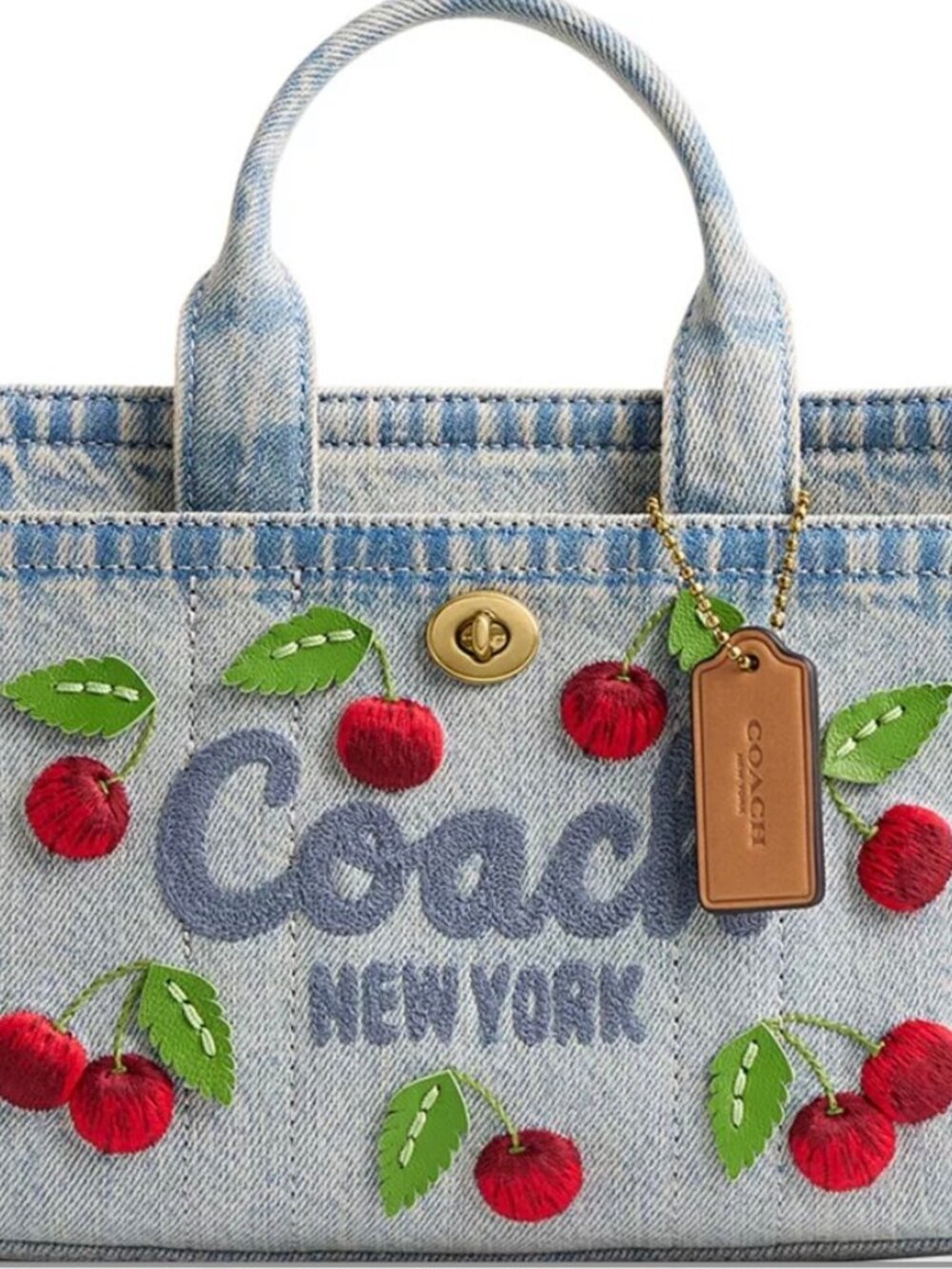 BRAND NEW COACH MINI DENIM TOTE /EMBROIDERED CHERRIES - NWT -SOLD OUT!!